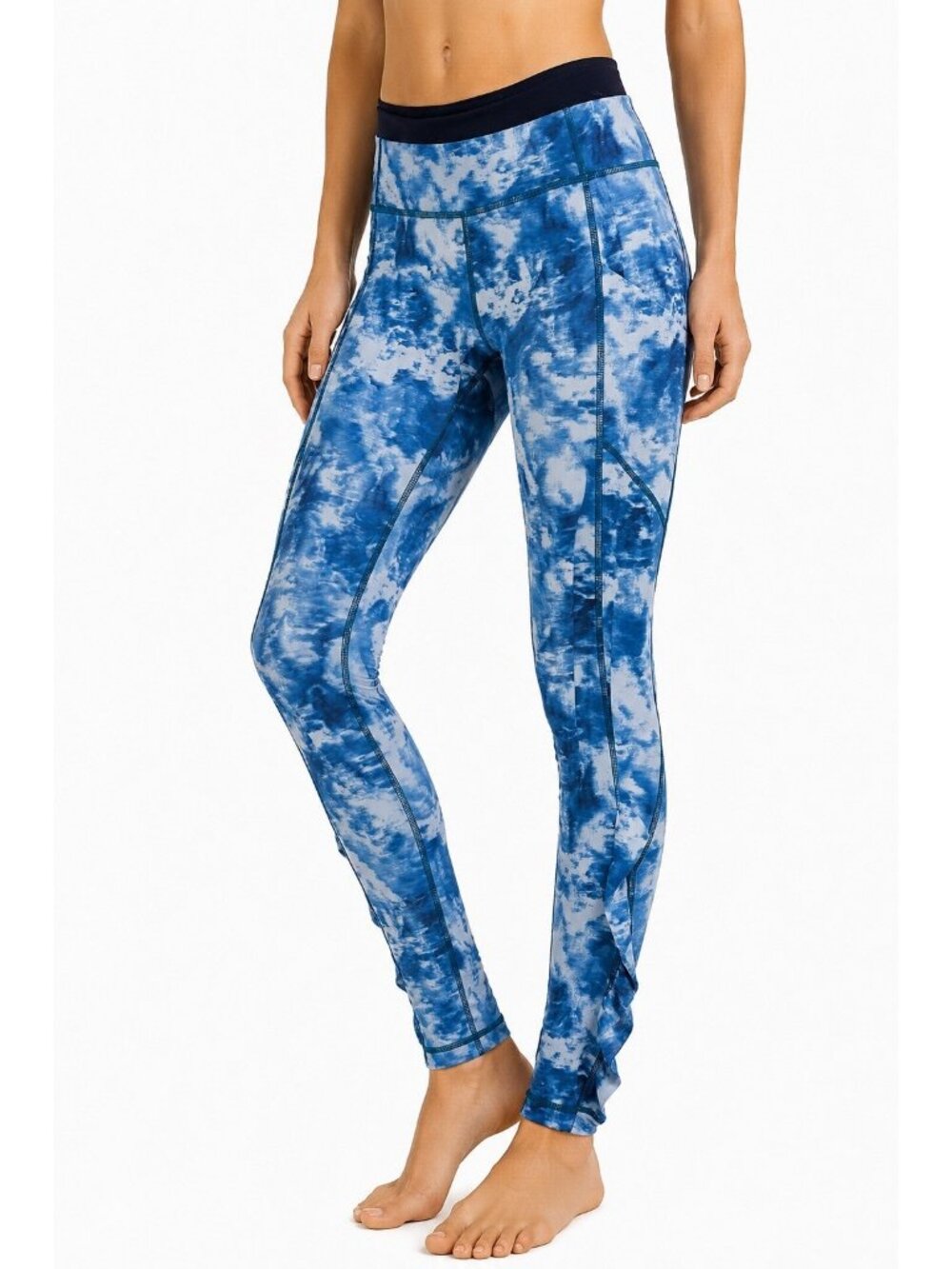LULULEMON SPEED III LEGGINGS blue white tie dye 4 activewear outdoor running